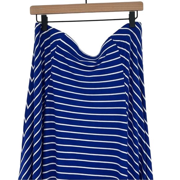 Chico’s skirt 12/14 blue white stripe jersey knit stretch elastic waist midi - Picture 4 of 7